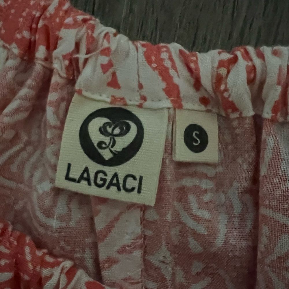 Lagaci Romper Pastel Pink Rayon White Palms Small NWT summer sm s tropical - Picture 4 of 4